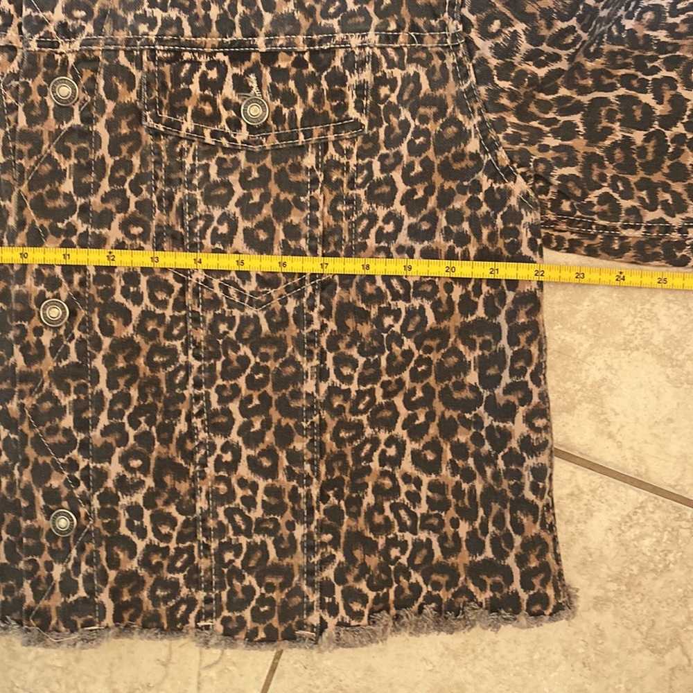 Free People cropped denim leopard jacket M L XL - Picture 12 of 16